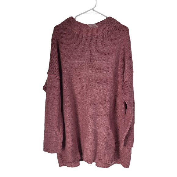 All Worthy by Hunter McGrady Sweaters - All Worthy Hunter McGrady Women's Oversized Sweater Pink SZ 1X Plus Size